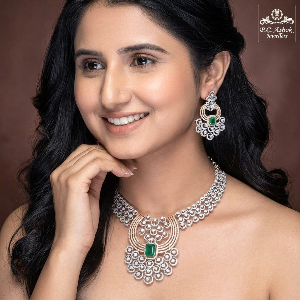 P.C. Ashok Jewellers signature bridal diamond necklace set